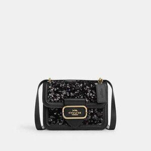 Coach Morgan square sequin crossbody black